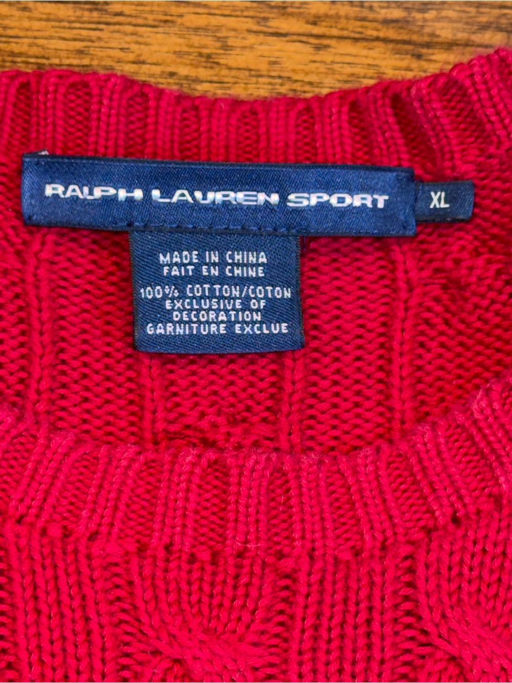 Ralph Lauren Red Cable-Knit Crewneck Sweater - Picture 3 of 5